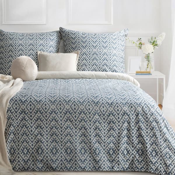 Bäddset SPRING/98 Aztec ikat marinblå 160x200 cm satin