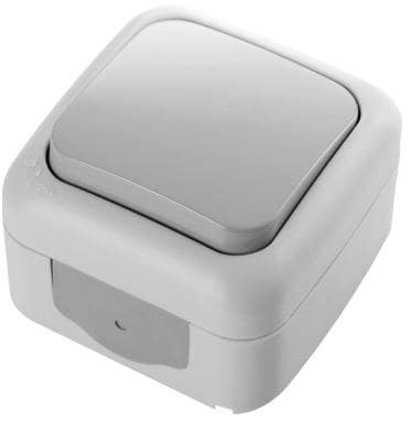 Enpolet afbryder IP54, palmiye grå