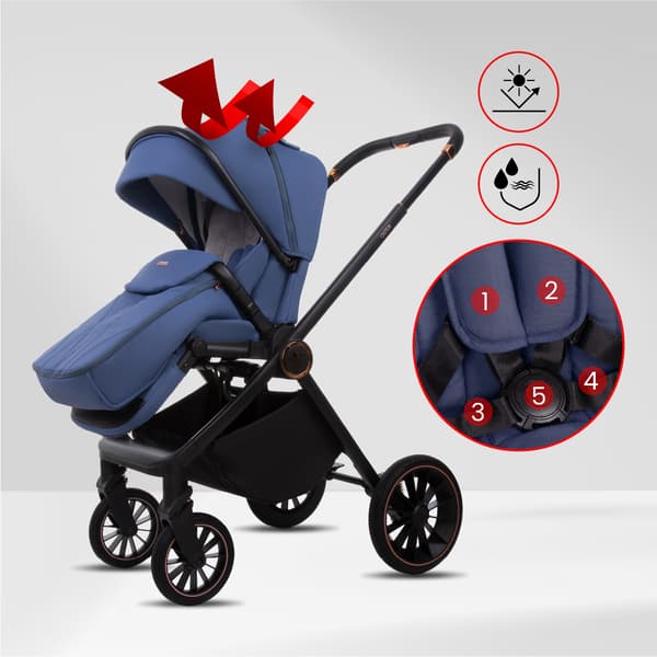 BabyLux CASTOR 2-i-1 klapvogn, gondol, let, foldbart sæt