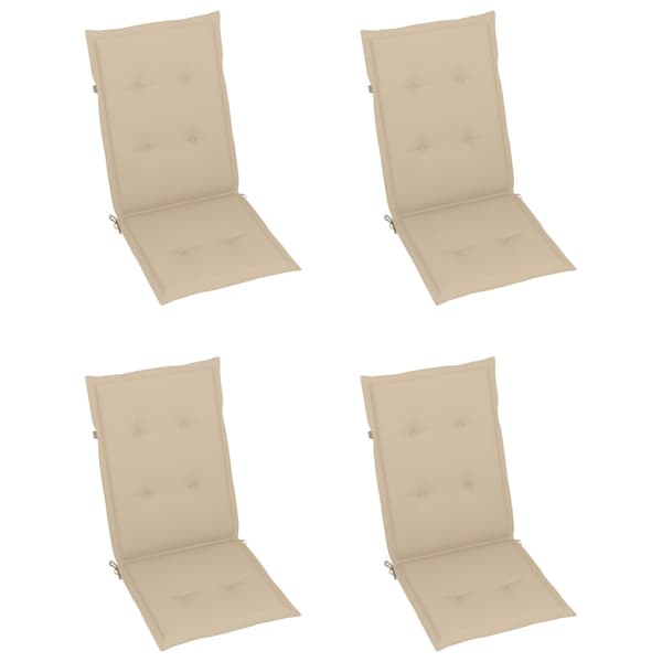 vidaXL Trädgårdsstolar, set om 4, beige dynor, teakträ