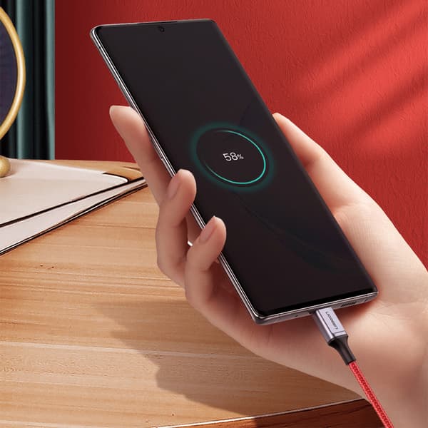 Punottu kaapeli USB-C - USB-C 2.0 3A punainen