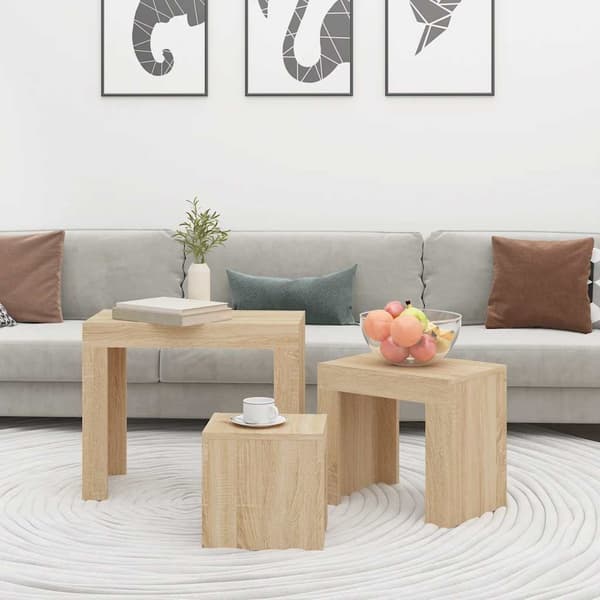 vidaXL 3-pack slitsbord, Sonoma ek