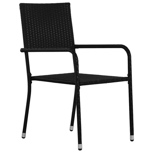 vidaXL havestole, sæt med 4, stabelbare, sort, polyrattan