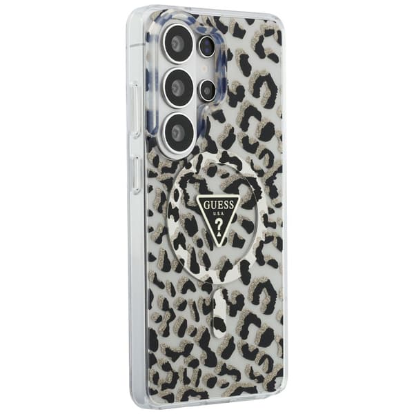 Guess IML Leopard Print Triangle MagSafe-etui til Samsung Galaxy S26 Ultra, sort