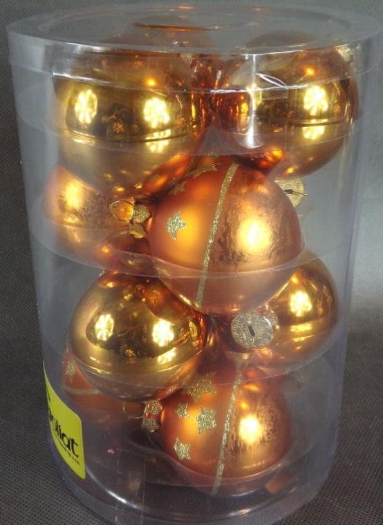 Set med 12 julgranskulor i glas, röda, 60 mm