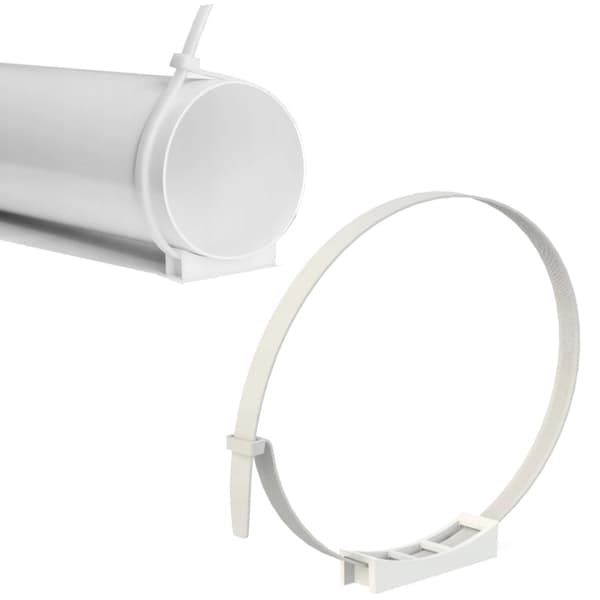 Rund ventilationsrörshållare 2 st + buntband universal vit