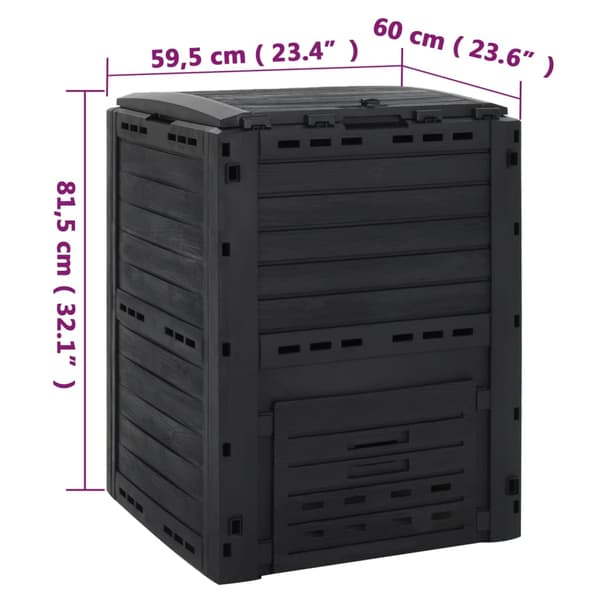 vidaXL havekompost, sort, 280 l, polypropylen