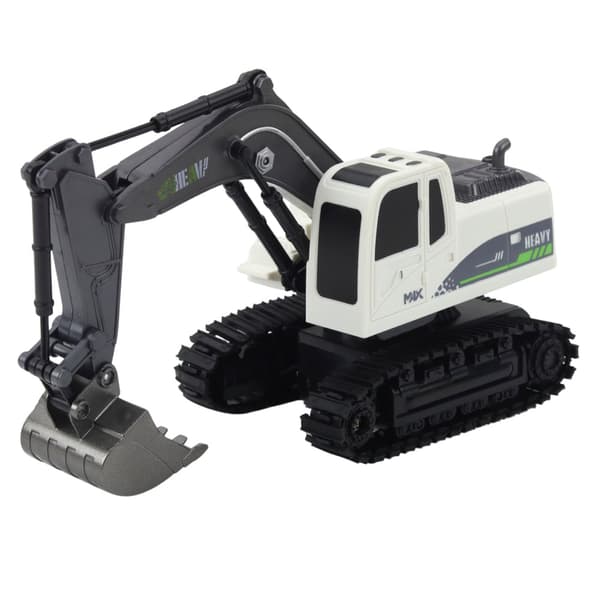 Fjernstyret RC Crawler Gravemaskine Lys Lyder Hvid 1:24