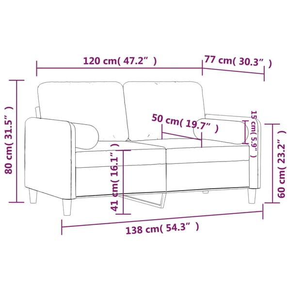 vidaXL 2-sitssoffa med kuddar, krämfärgad, 120 cm, sammet