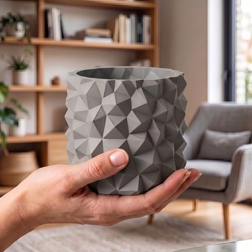 Moderne, minimalistisk potte med grå steneffekt
