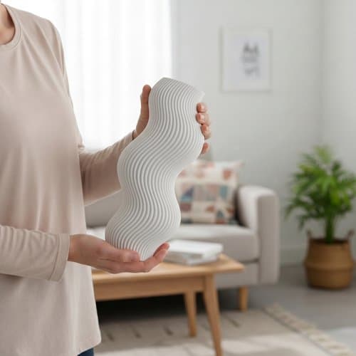Vågformad dekorativ vas, vit, minimalistisk design
