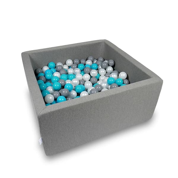 Tør pool 90x90x40cm grå med 400 bolde: turkis, grå, perlemor