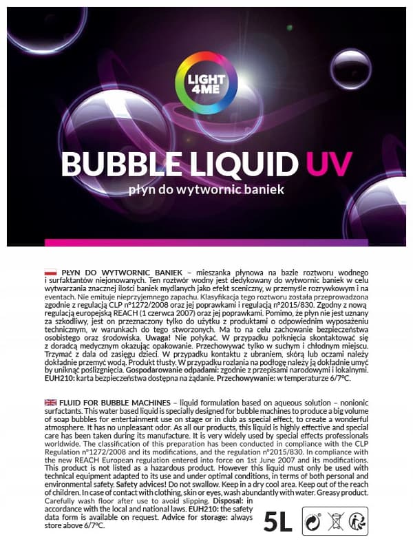 LIGHT4ME boblevæske med UV-effekt 5L