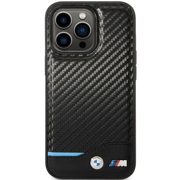 BMW Læderetui i Carbon til iPhone 13 Pro Max, Sort