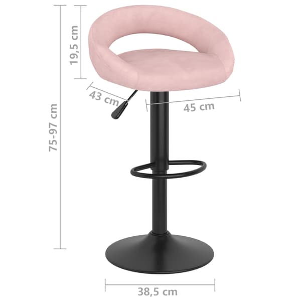 vidaXL Barstolar, set om 2, rosa, klädda i sammet