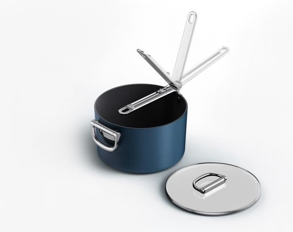 Kastrull 23 cm med fällbart handtag + lock. Space/Joseph Joseph