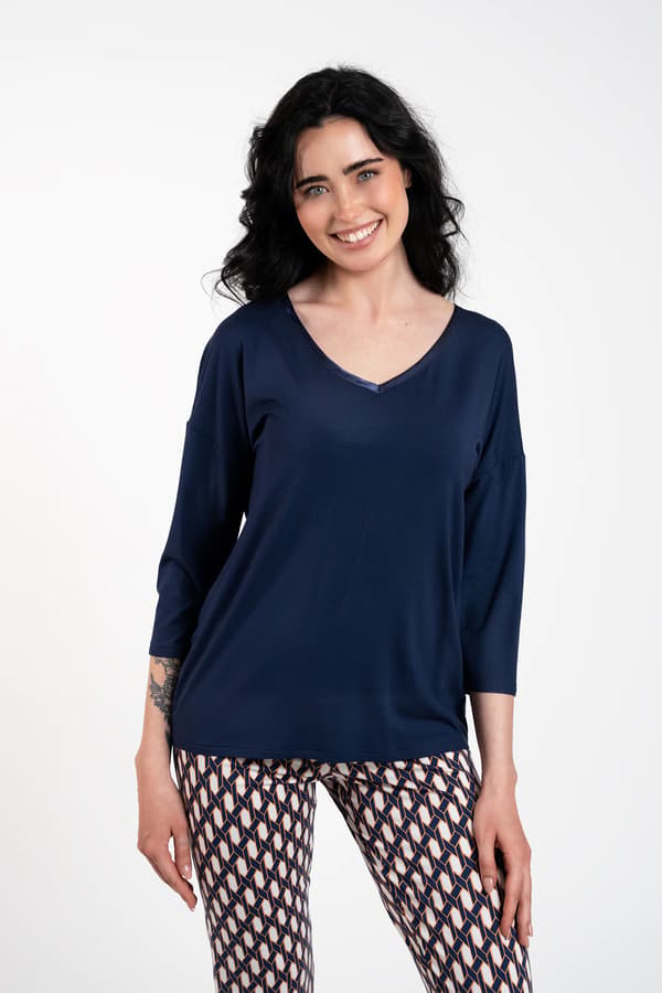 Milda dampyjamas med 3/4-ärmar, 3/4-byxor M