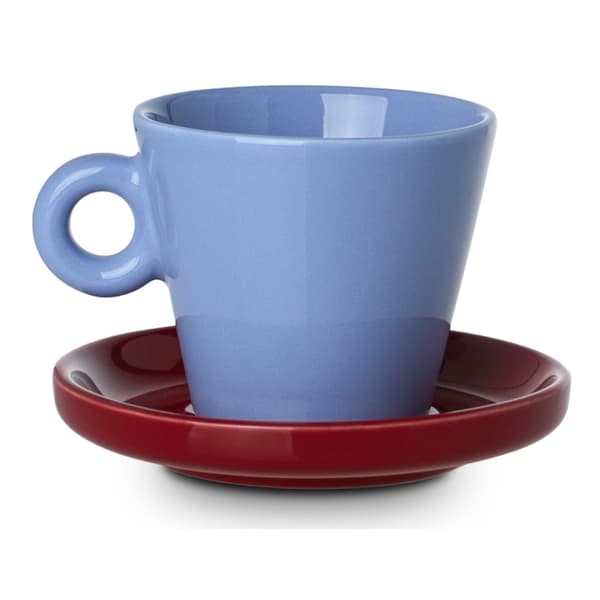 Echo 100 ml blå espressokop med rød underkop