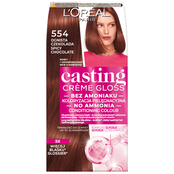 Loreal Casting Creme Gloss -hiusväri - 554 Tulinen suklaa (48ml, 72ml, 60ml)