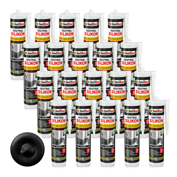 IsolBau Neutral Silikone Sort Neutralsilikone 20 x 300ml
