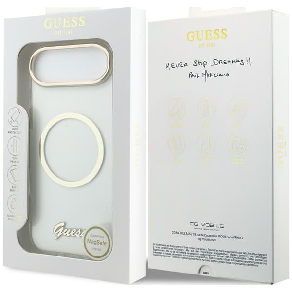 Guess IML Script Metal MagSafe-etui til iPhone Air, klart