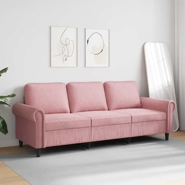 vidaXL 3-sitssoffa rosa 180 cm klädd i sammet
