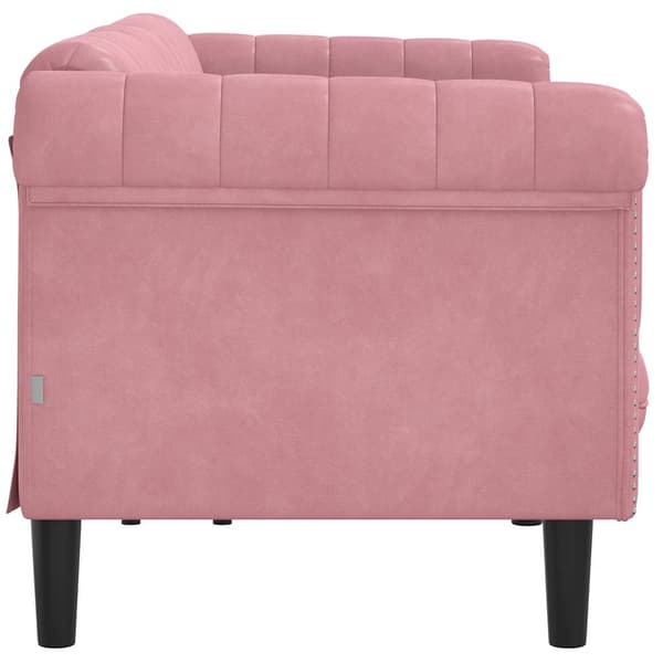 vidaXL 3-sitssoffa, rosa, klädd i sammet