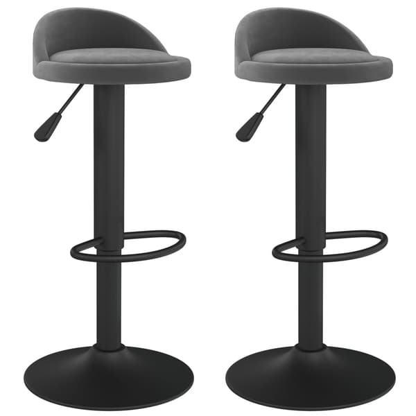 vidaXL Barstolar, set om 2, mörkgrå, klädda i sammet