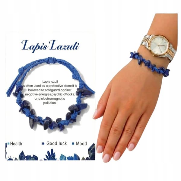 Lapis Lazuli -luonnonkivirannekoru narussa