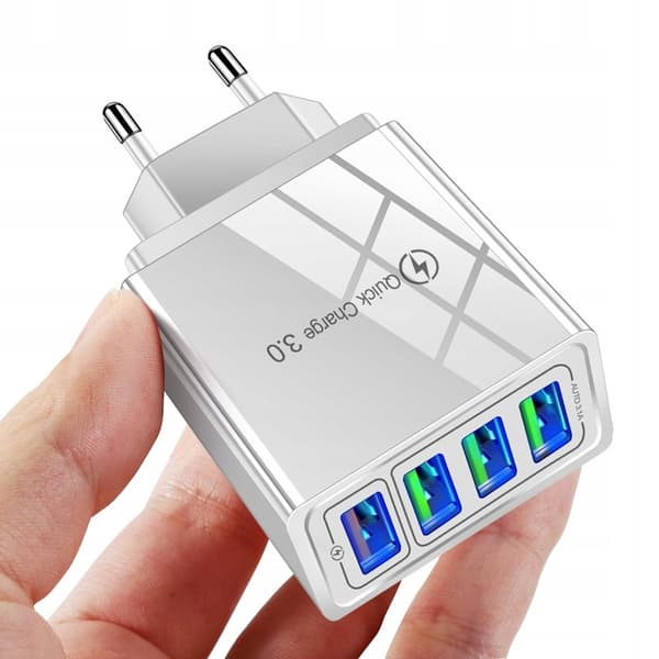 4xUSB Quick Charge 3.0 QC 3.1A 18W Oplader - Hvid