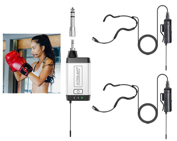 Vattentät set av 2 headset-mikrofoner Acemic Q2/H2
