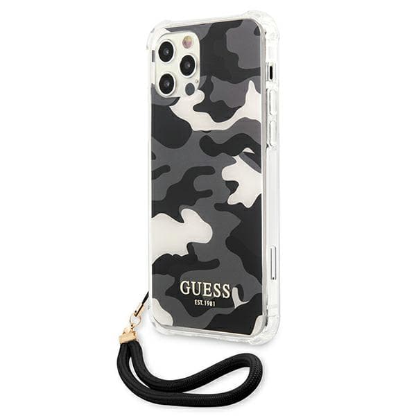 Guess Camo Collection-etui til iPhone 12/12 Pro, sort