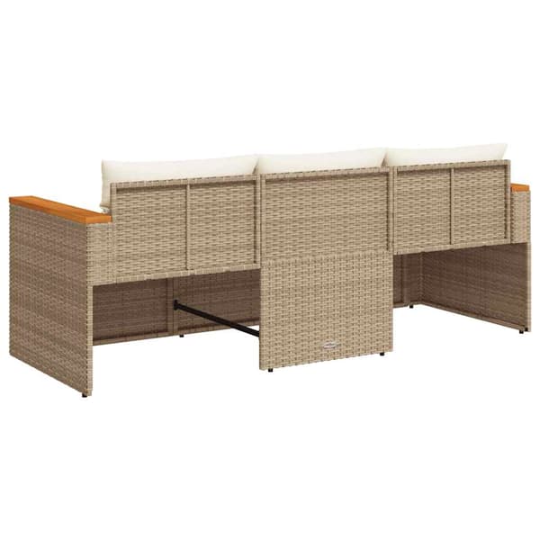 vidaXL 3-sits trädgårdssoffa med kuddar, beige, polyrotting