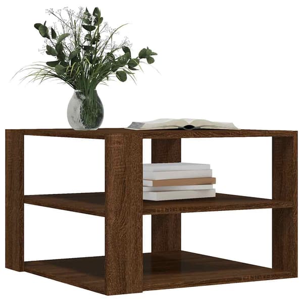 vidaXL sofabord brunt egetræ 59,5x59,5x40 cm
