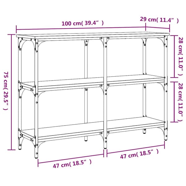 vidaXL konsolbord brunt egetræ 100x29x75 cm