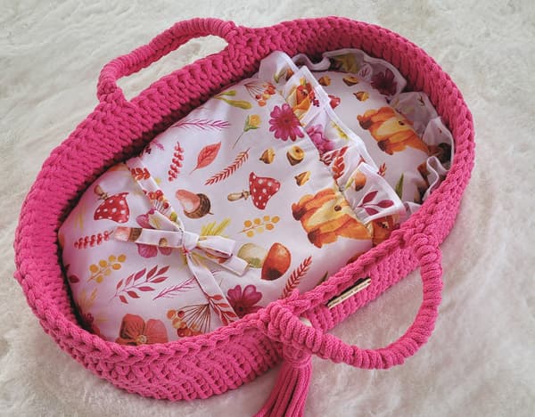 Moses Basket BOHO Bomullsdockbärare - Fuchsia