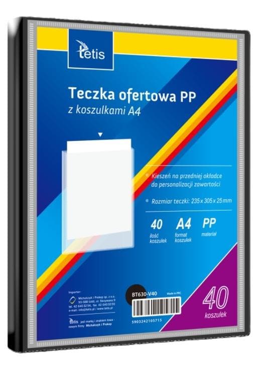 A4 PP-esittelykansio + 40 taskua musta