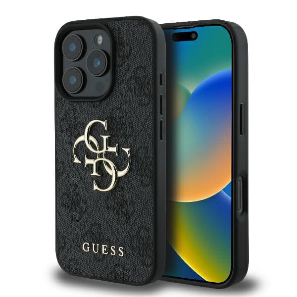 Guess 4G Big Logo cover til iPhone 16 Pro Max, sort/sort