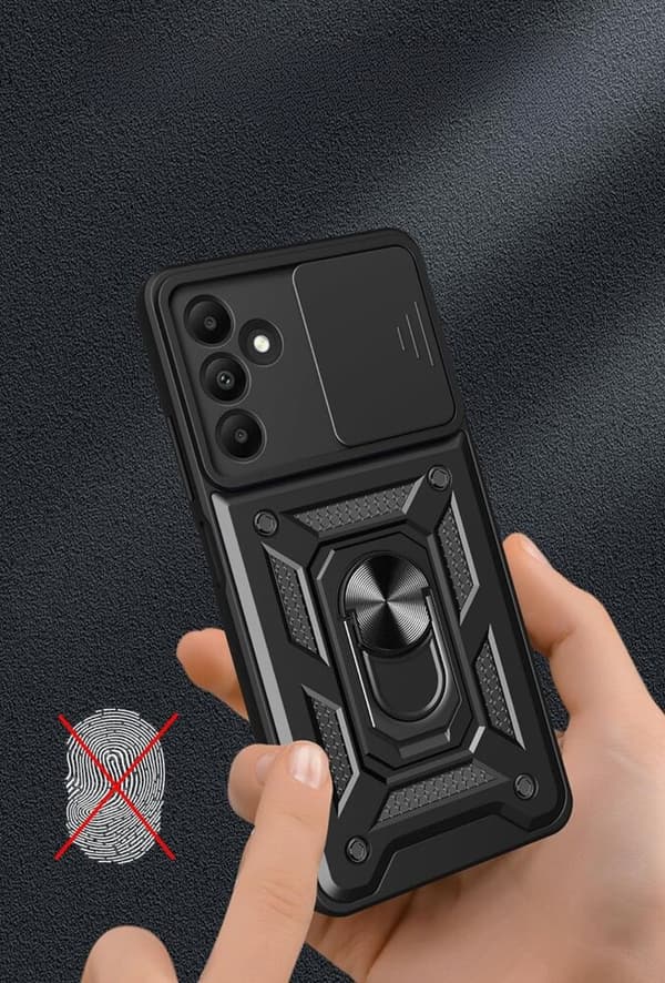 Pansret cover til Samsung Galaxy M15 5G, CamShield Slide, sort