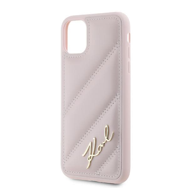 Karl Lagerfeld Diagonal Quilted Script-skal till iPhone 11/Xr, Rosa
