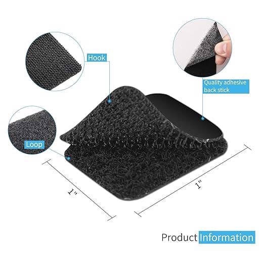 Selvklæbende velcro 25 x 25 mm sort 48 stk.