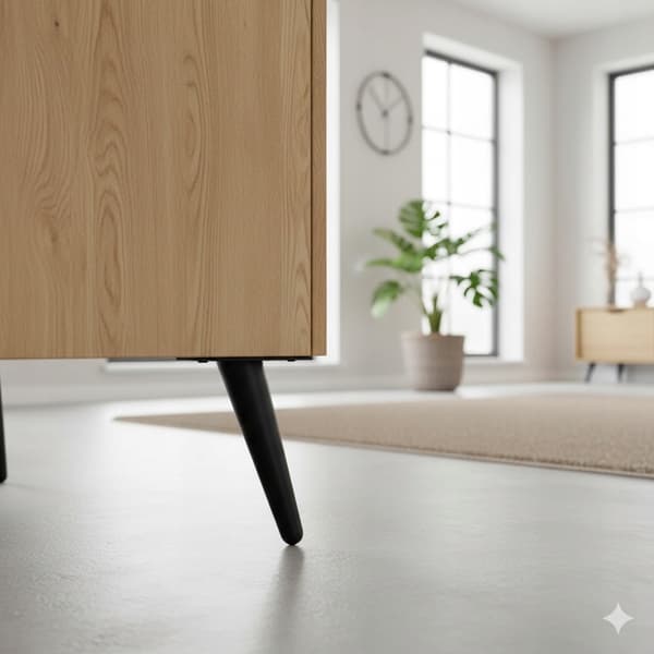 Möbelben, metallben för bäddsoffa, svart MAT loft, 13 cm snedställd