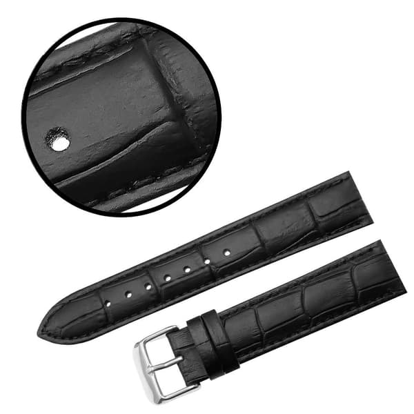 FUJI LÆDERREM 20 MM CROCODILE sort rem, sorte syninger