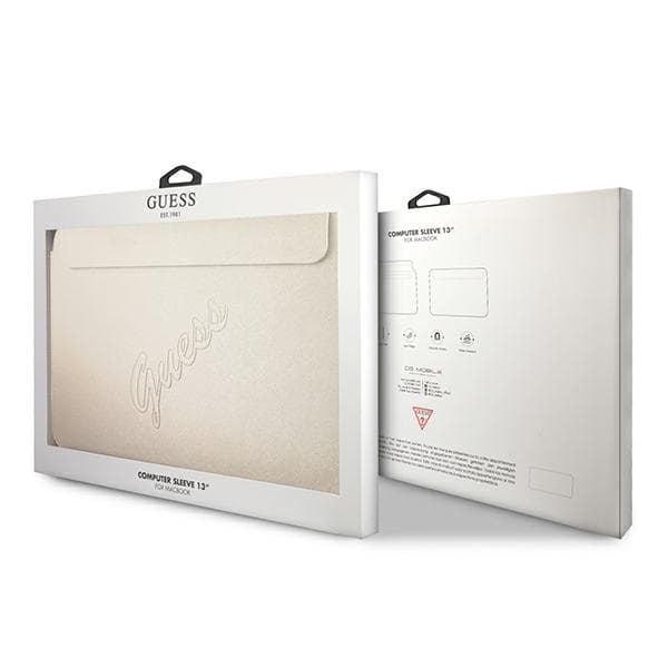 Guess Sleeve Saffiano Script Laptoptaske/Etui op til 13", Guld