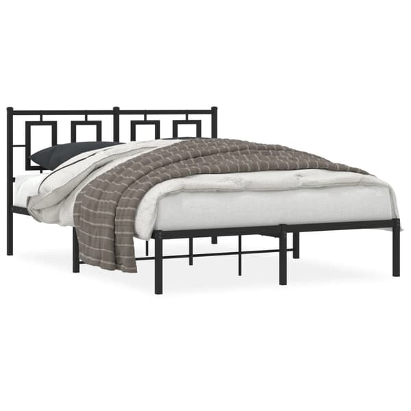 vidaXL metalsengestel med hovedgærde sort 140x190 cm