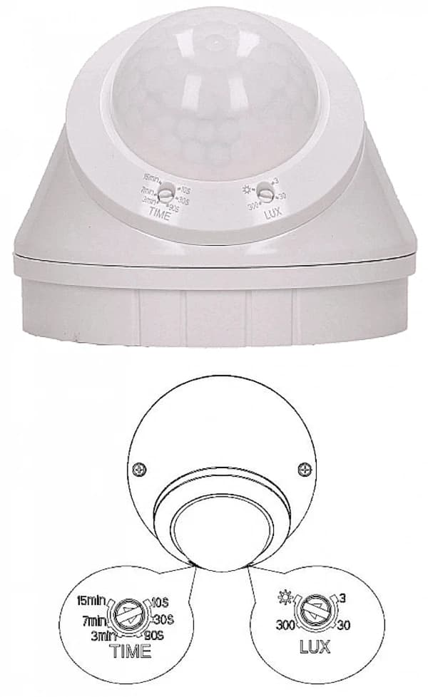 Utomhus LED Skymningssensor Vägg 360 grader 800W Ytmonterad Vit
