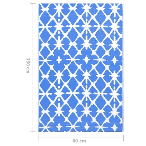 vidaXL Utomhusmatta blå och vit 80x150 cm PP