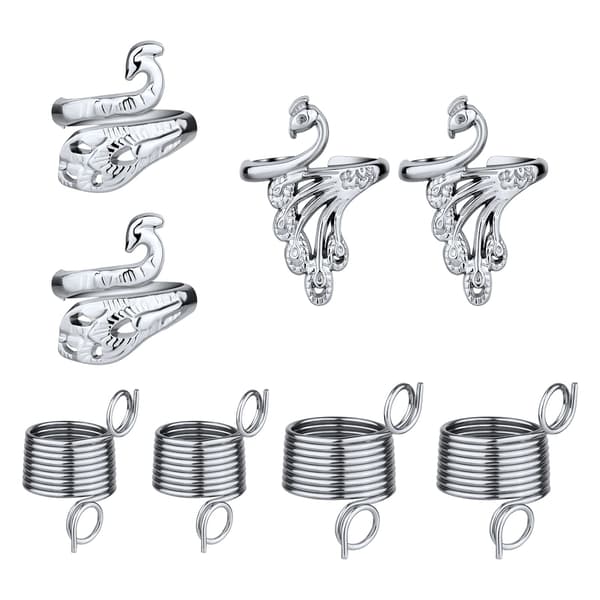 Virkade ringar 8 st justerbara trådledare silver