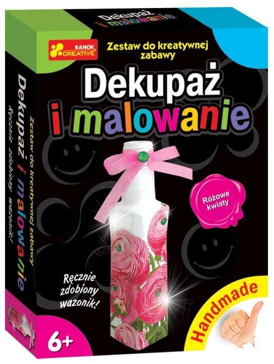 Håndlavet - Decoupage og maling. Lyserøde blomster