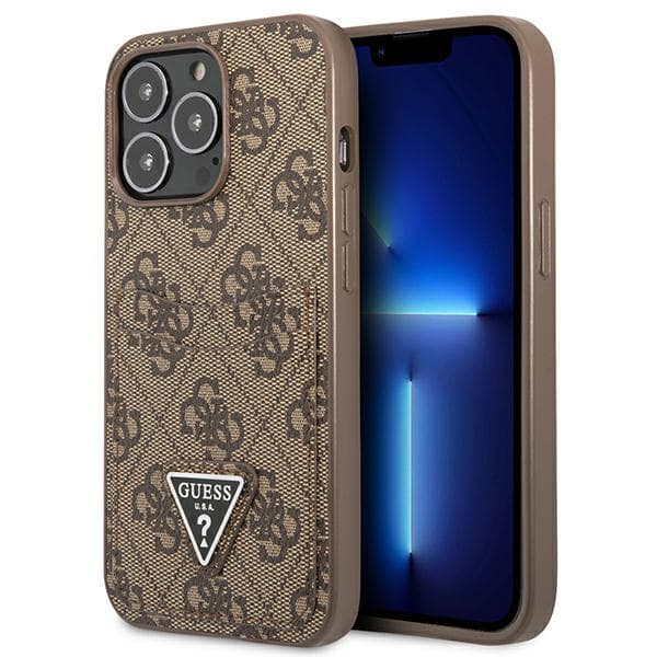Guess 4G Triangle Logo Cardslot-etui til iPhone 13 Pro / 13, brun